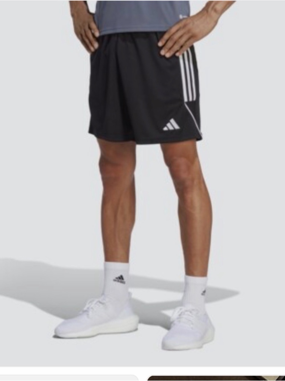 adidas Black Athletic Shorts with White 3-Stripes
